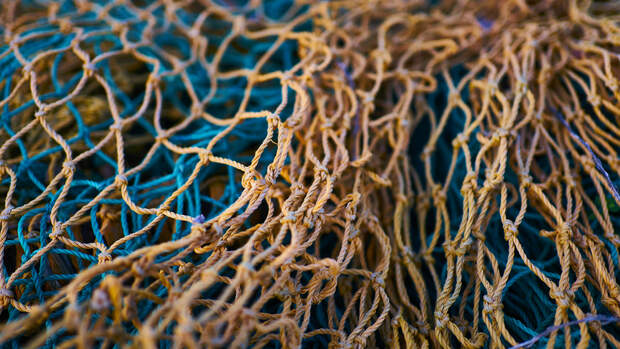 Close up of discarded fishing nets