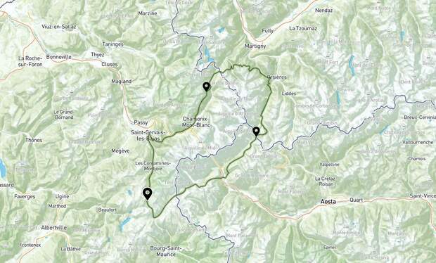 Die 170 Kilometer lange Strecke des UTMB