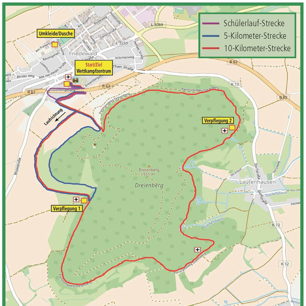 Die Strecken beim Dreienberg-Panoramalauf in Friedewald