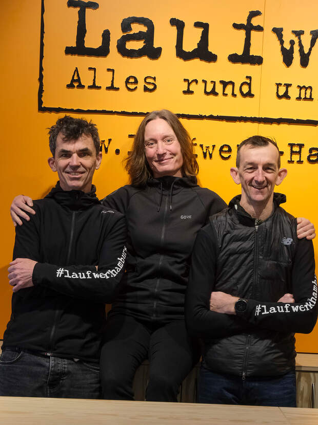 Helge, Marion und Jean-Paul vom Laufwerk Hamburg