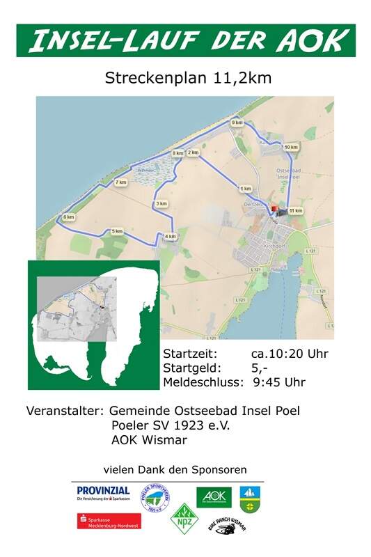 Insellauf Poel: Streckenplan 11,2 km