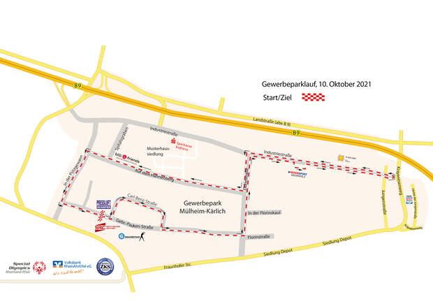 Streckenplan Sparkassen-Gewerbeparklauf